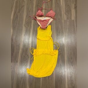 Old Navy Pink and Yellow Patterned Bikini Set